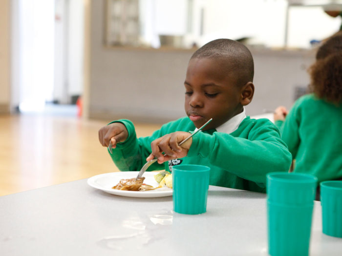 Child eating school food