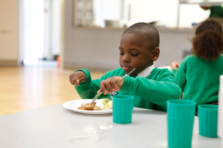 Child eating school food