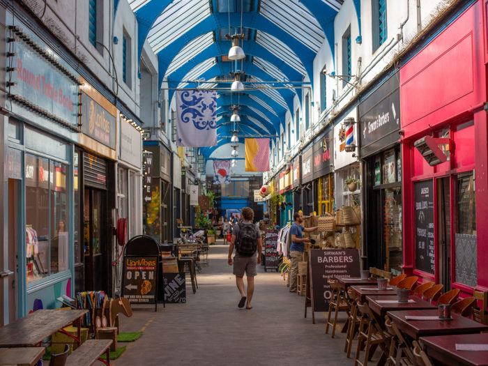 Shops and people in Brixton Village