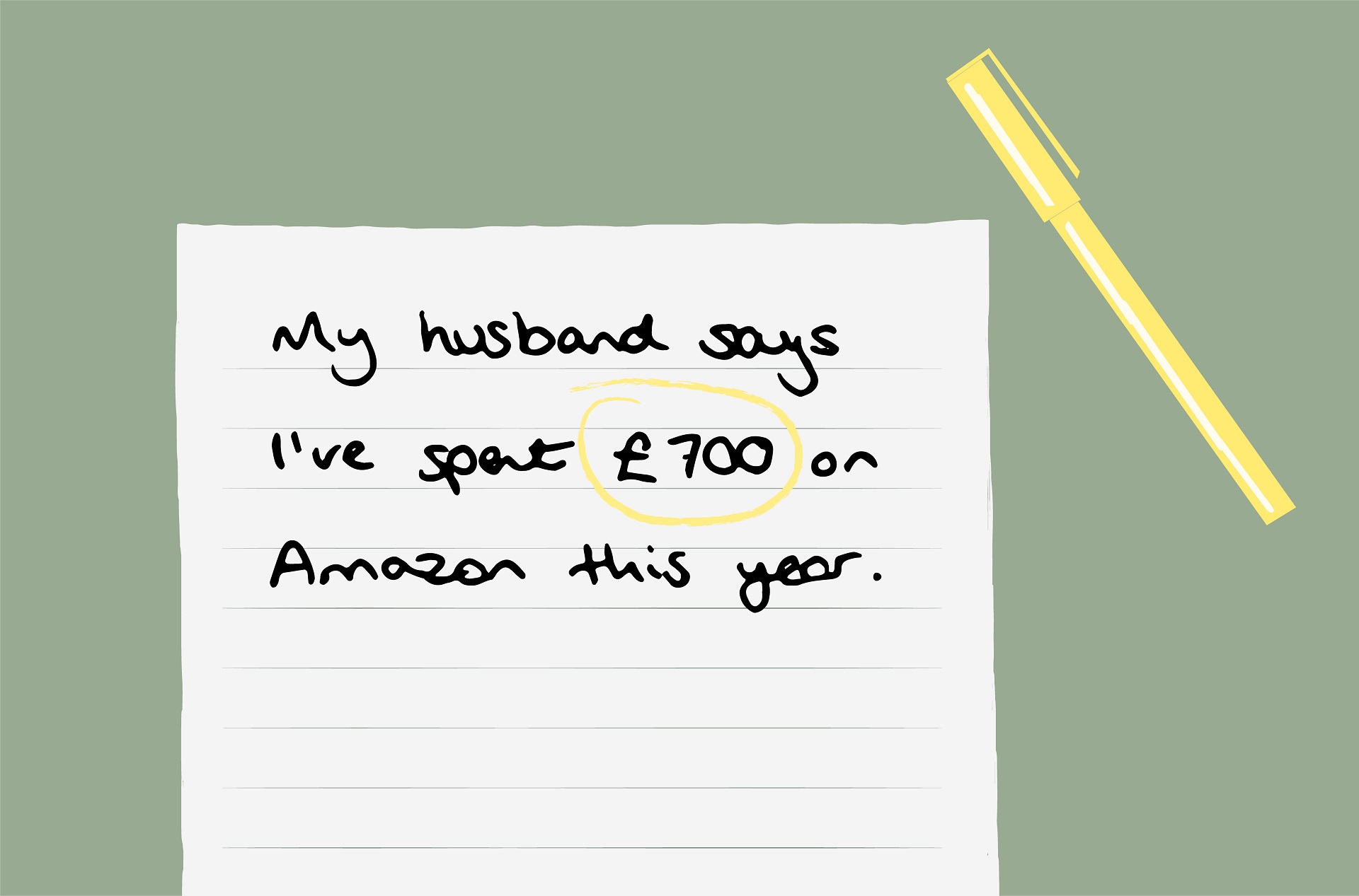 Quote from Luisa about her husband's concern she's spent £700 on Amazon this year