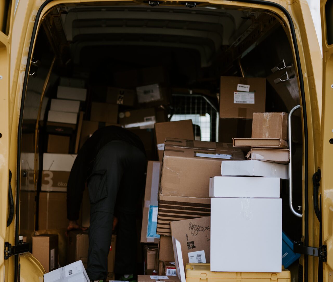 Delivery van with packages