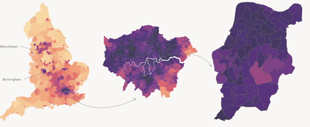Map showing that Lambeth and Southwark are some of the most ethnically diverse Local Authorities in England