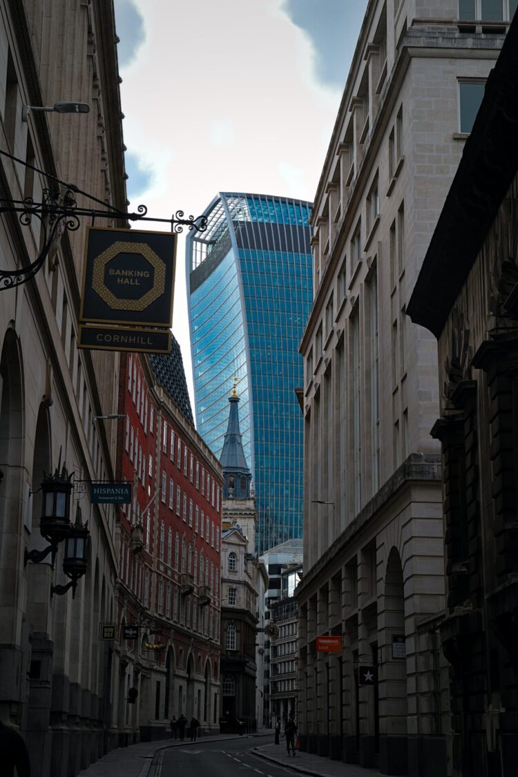 London streets narrow to frame 