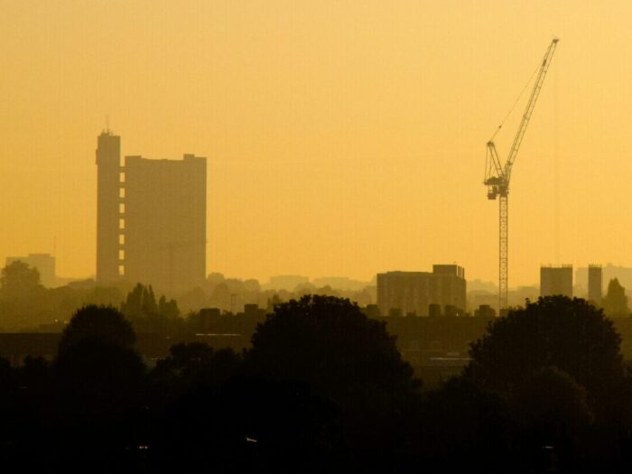 London skyline in yellow and black, photograph by Ben Allan