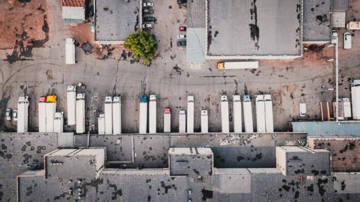 Heavy goods vehicles, aerial photograph by Ivan Bandura