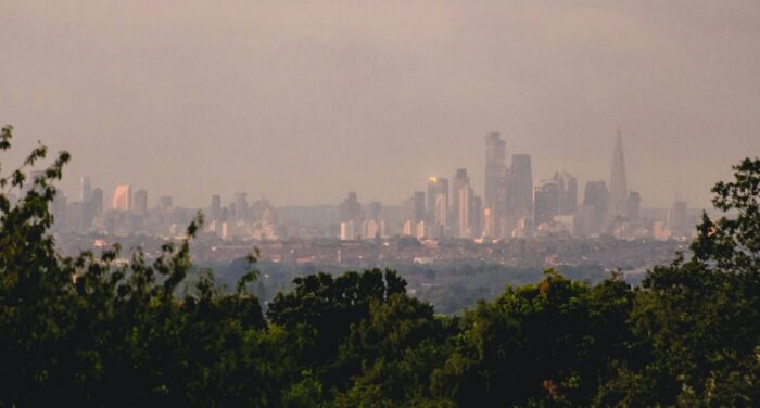 The%20London%20skyline%20with%20haze.%20In%20the%20foreground%20are%20some%20trees.%20Buildings%20can%20be%20seen%20in%20the%20distance